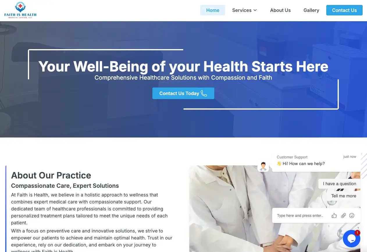 faith is health medical center landing page